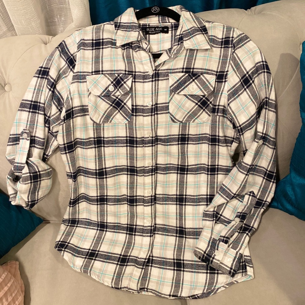 Blue Age Jeans soft flannel button down shirt